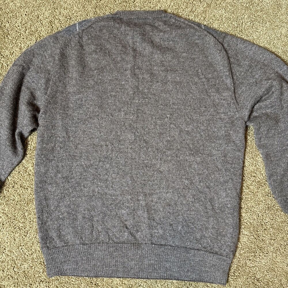 Daniel Cremieux Argyle Alpaca V Neck Sweater Made in Peru Brown M Preppy (read) - Picture 6 of 14
